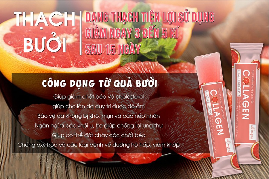 THẠCH BƯỞI HỒNG GIẢM CÂN NCOLLAGEN